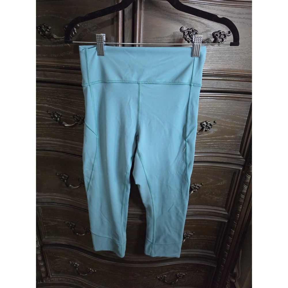 Lululemon All The Right Places Crop II 21" Teal Blue Leggings Size 8 W6AL8S